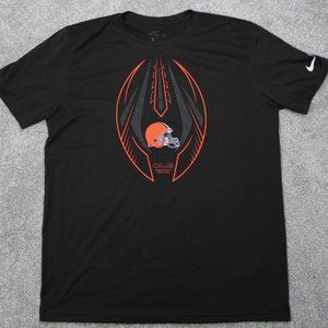 Nike Cleveland Browns Shirt Mens Large Brown NFL Dri-Fit Short Sleeve Pullover